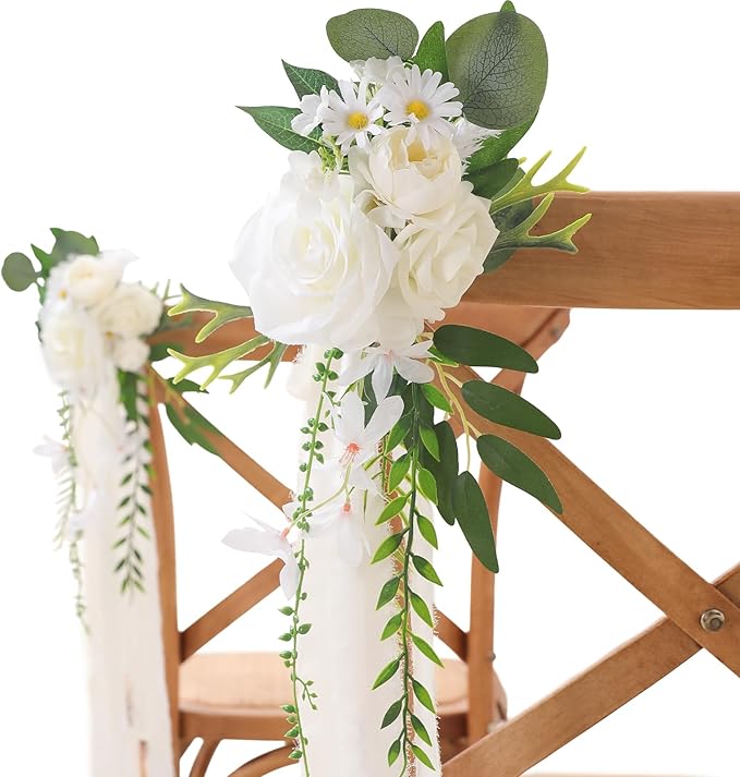 Wedding Aisle Decorations 8pcs Chair Decorations Artificial Flowers by Garisey