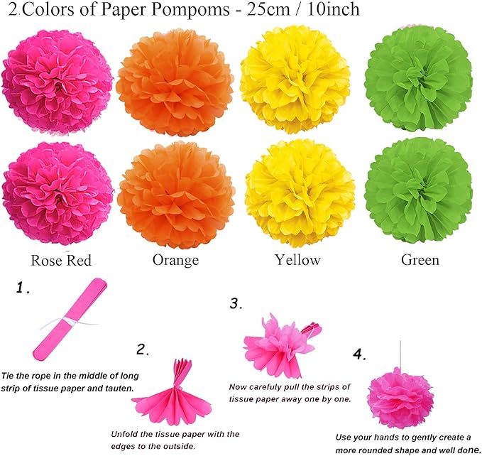 ZERODECO Party Decoration, Pom Poms Flowers, Garlands String Polka Dot and - Image 4