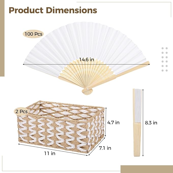 OMISTAR 100 Pcs White Paper Fans, Blank Folding Fan - Image 3