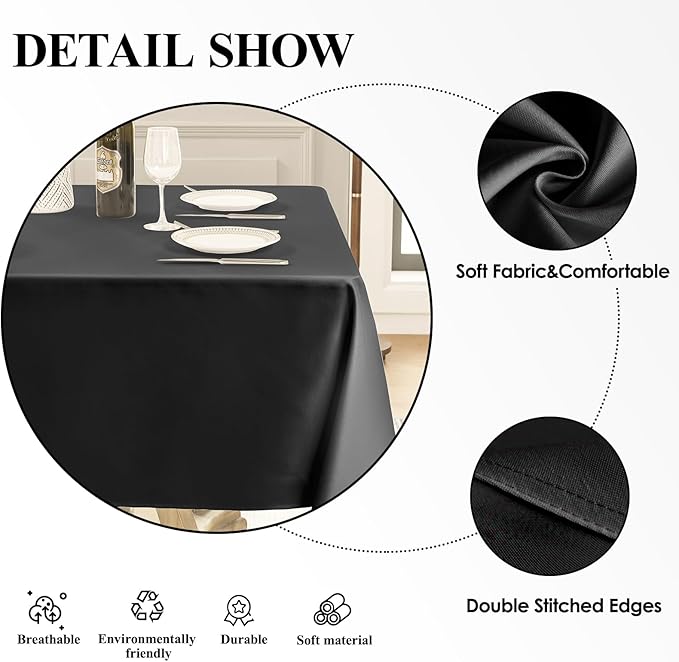 Square Tablecloth 52 x 52 Inch Black 10 Pack Tablecloths Stain-Wrinkle - Image 4