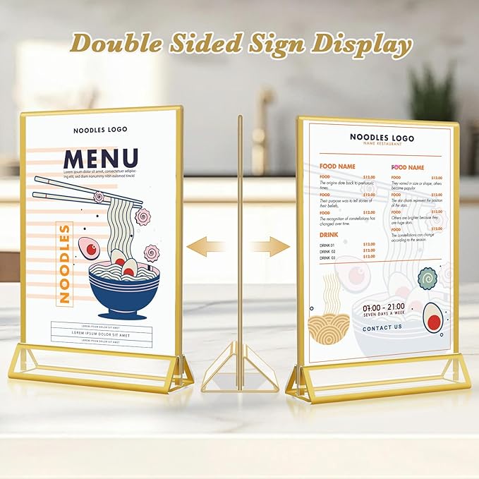 Gold Acrylic Sign Holder 5x7, 16 Pack Wedding Gold Frame Table Number Holders - Image 2