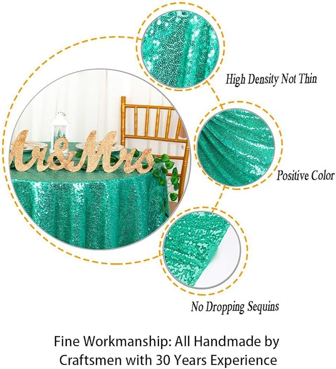 ShinyBeauty Sequin Tablecloth Square 54x54-Inch Green Table Cloths - Image 4