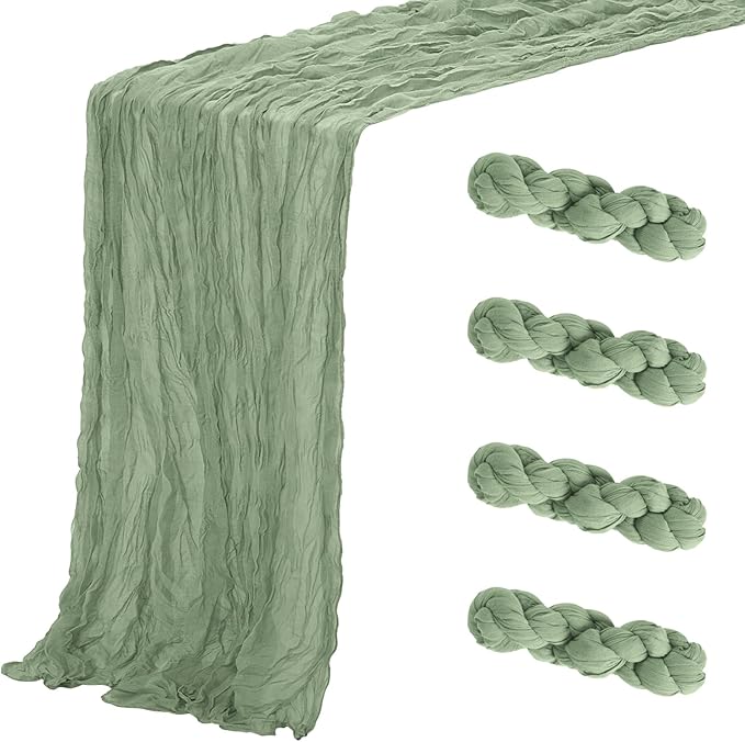 Aktor 4 Pack Sage Green Table Runner Boho Cheesecloth Table Runner Semi Sheer by Unknown