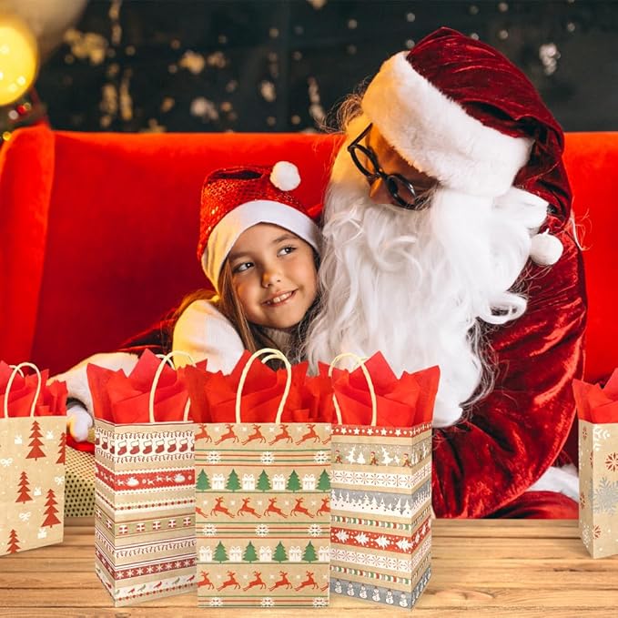 STPIYFZU Christmas Gift Bags, 25 Pack Small Christmas Gift Bags - Image 4