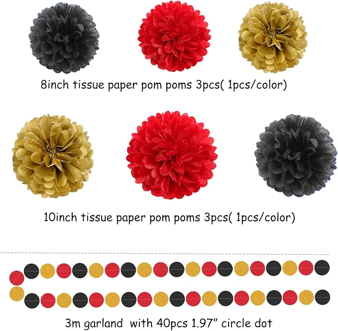 Red-Black Gold Casino-Theme Graduation Party-Decorations - Image 5