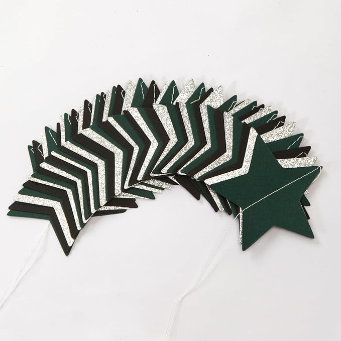 Black Green-Silver Party-Decorations Garland - 62ft Twinkle Little Star Soccer - Image 3