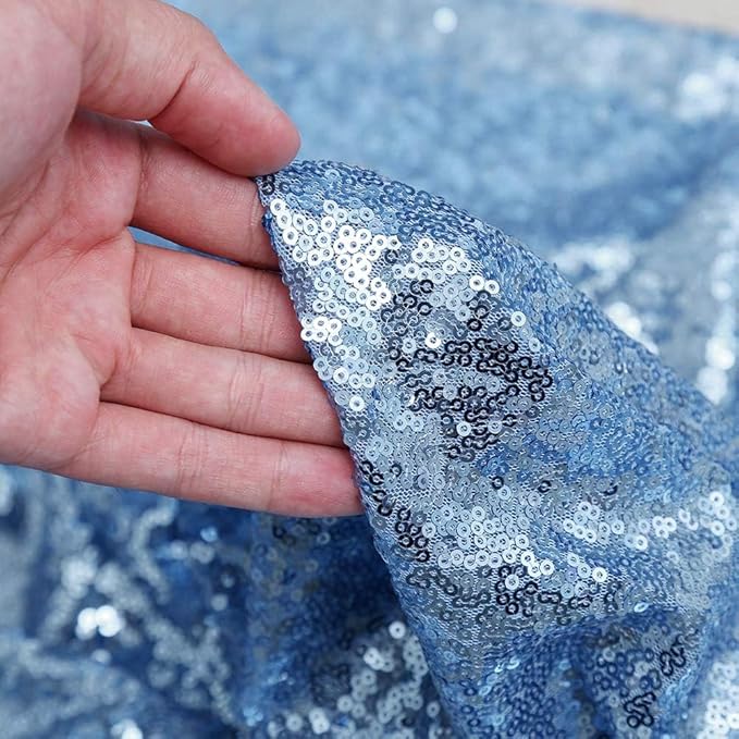 Baby Blue Sequin Backdrop Curtain 7ft x 7ft Glitter Photo Background - Image 8
