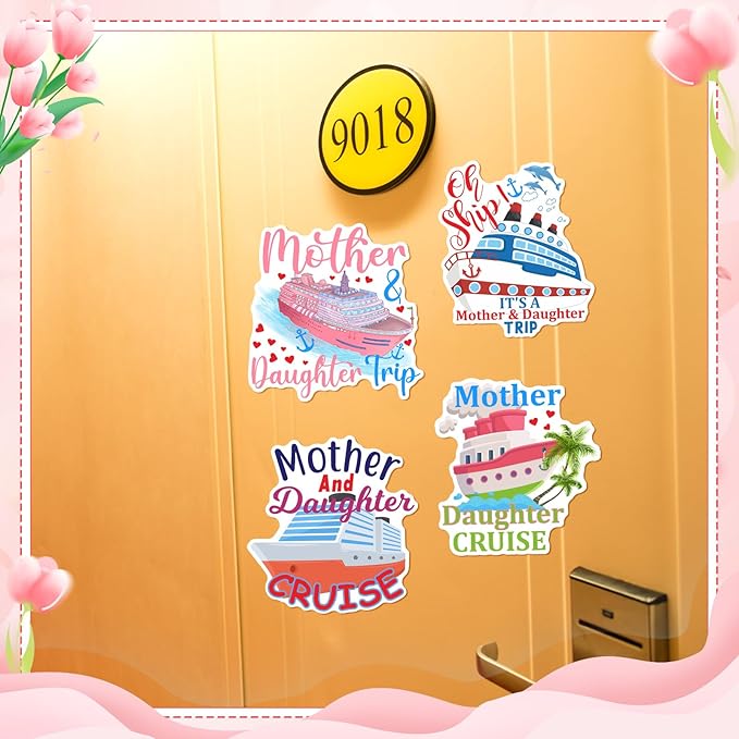 Hoteam 4 Pcs Mother Daughter Cruise Door Decorations Magnetic Large Cruise Ship - Image 3