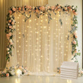 Tulle Backdrop Curtain with Lights String 30 X 8FT Champagne Sheer Tulle by Xiomot