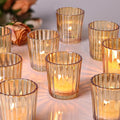24PCS Vintage Ribbed Gold Votive Candle Holders, Glass Candle Holder by NITIME