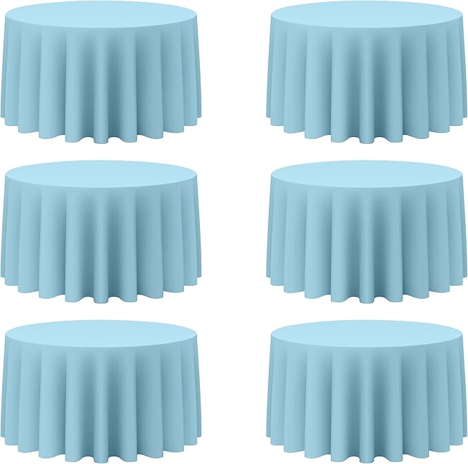 BRILLMAX 6 Pack Light Blue Round Tablecloths 120 Inch by BRILLMAX