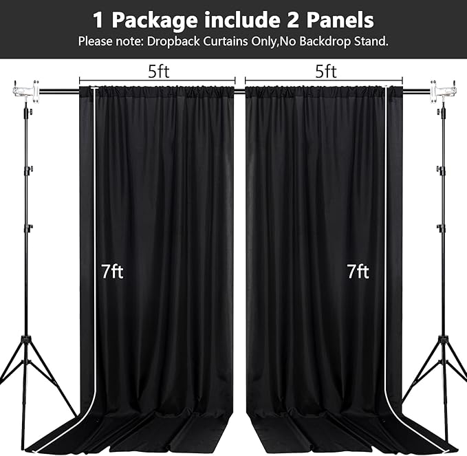 MEETSKY 10ft x 7ft Black Backdrop Curtain - Image 3