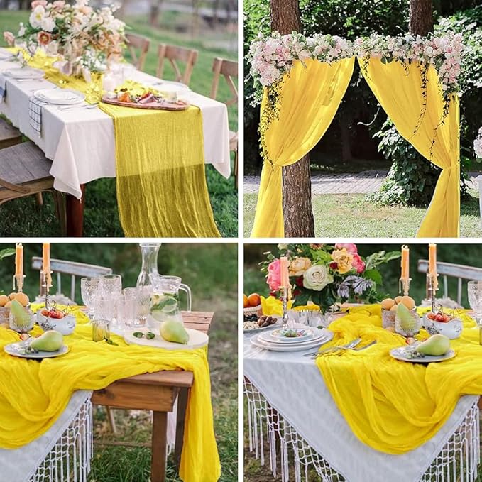 10 Pack Yellow Cheesecloth Table Runner -21*120Inch Long Boho Wedding Table - Image 6