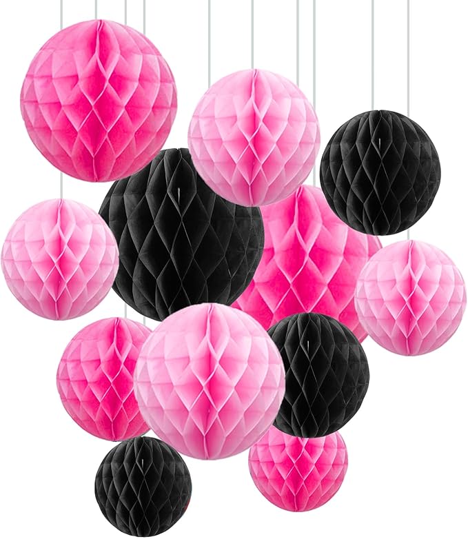 ZOOYOO 12Pcs 6" 10" Honeycomb Balls Decorations Hanging Tissue Paper Pom Poms by ZOOYOO