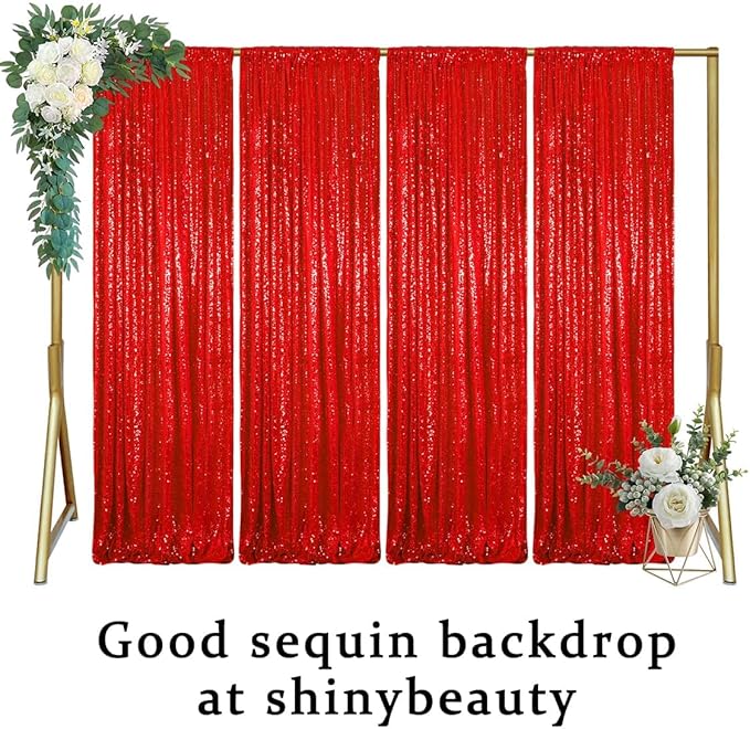 ShinyBeauty 4x10ft Red Sequin Backdrop Curtains | 16ft Glitter Wall Backdrop - Image 6