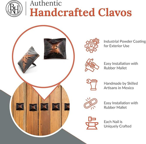 10 Pack 1.5" Square Head Iron Clavos Decorative Nails – Oil Rubbed Bronze – - Image 2