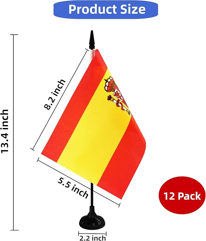 Spain Desk Flag, 12 Pack Spanish Table Office Flag - Image 2