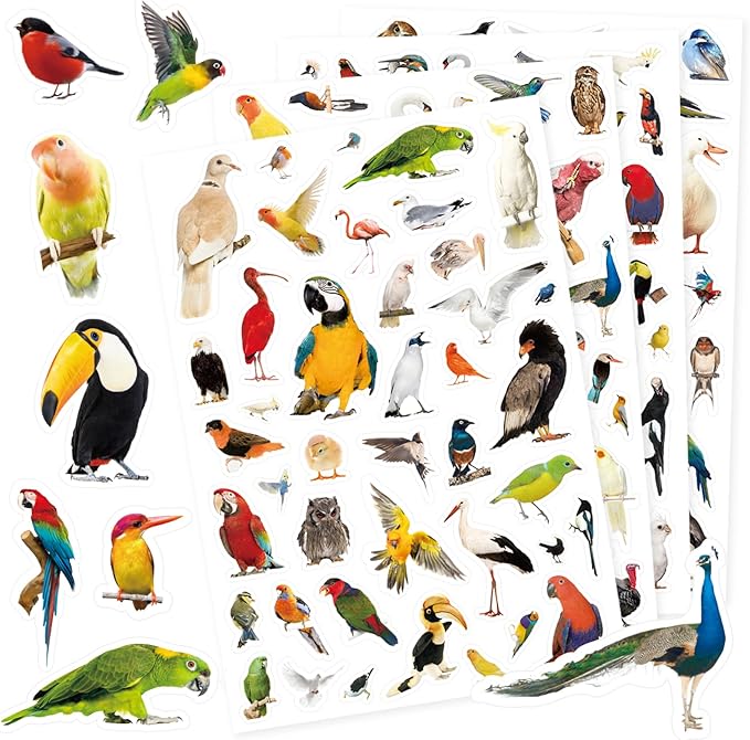 Bird Stickers 850 Count Tropical Bird Parrot Flamingo Peacock Hummingbirds by Unknown