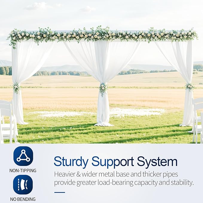 Pipe and Drape Backdrop Stand, 20x10ft Heavy Duty Adjustable Background Frame - Image 4