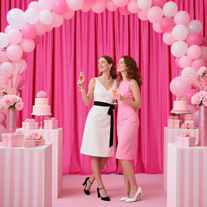 Sugargirl 10x10FT Fuschia Backdrop Curtains Polyester Photo Backdrop Drapes - Image 4