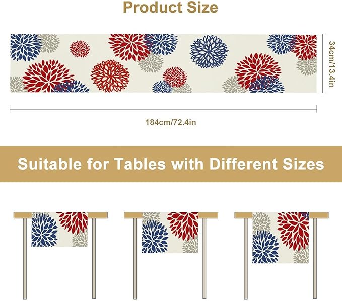 4th of July Table Runner, 13x120inch - Image 8