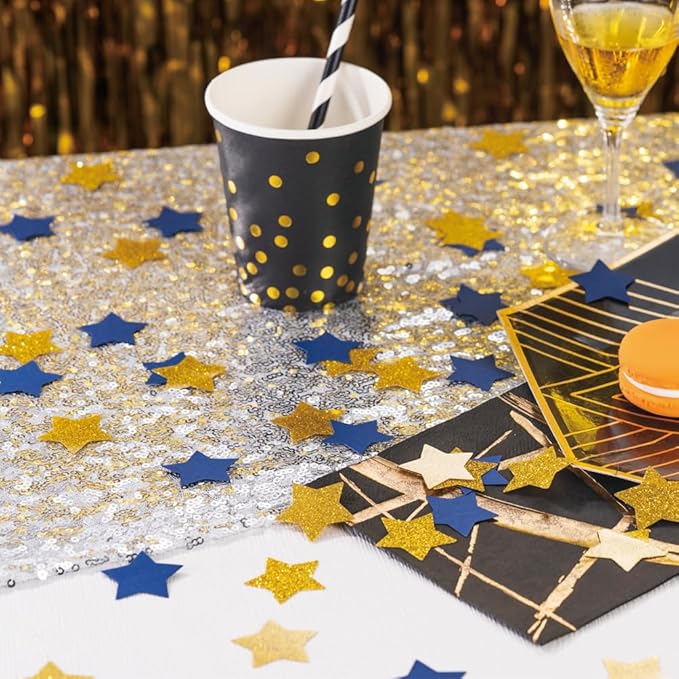 MOWO Gold and Blue Star Confetti Table Decoration - Image 2