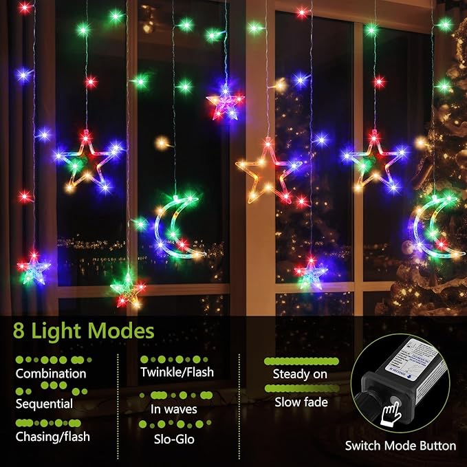 PUHONG Christmas String Lights, 138 LEDs Curtain Lights - Image 3