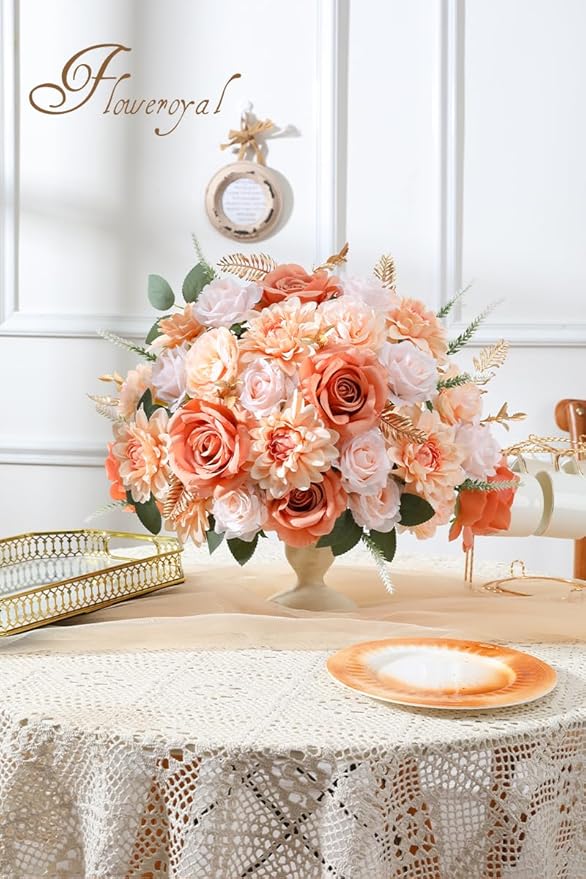 Floweroyal Artificial Flowers Fake Rose Flowers Dahlia - Image 3