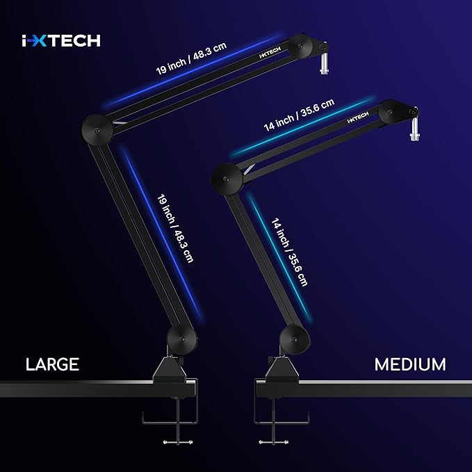 IXTECH Microphone Boom Arm Stand, Heavy Duty Adjustable Mic Stand - Image 4
