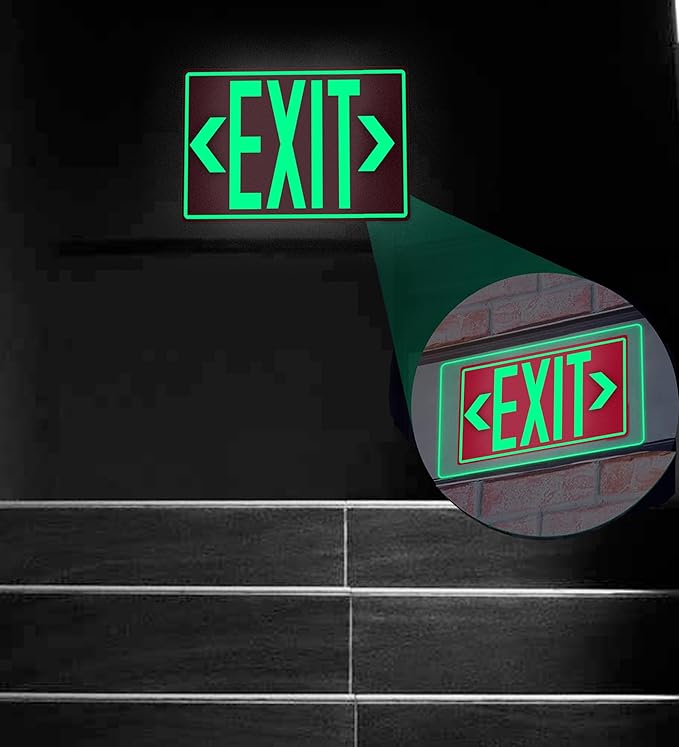 2Pack Photoluminescent Exit Sign Sticker, Glow In The Dark EXIT Signs, Includes - Image 5