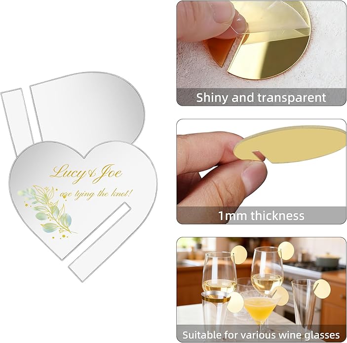 100 Pcs Wine Glass Name Tags, Personalized Wedding Drink Tags Reusable Circle - Image 4