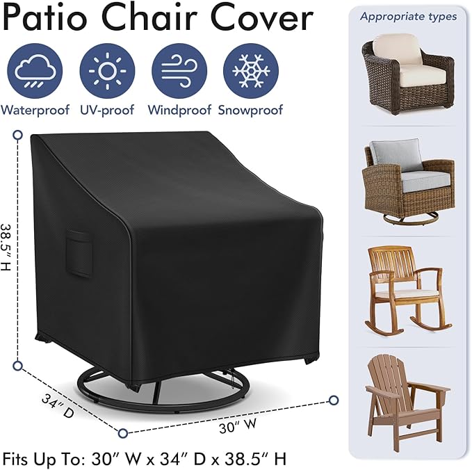 Outdoor Swivel Chair Covers Waterproof, Outdoor Rocking Chair Covers 2 Pack - Image 2