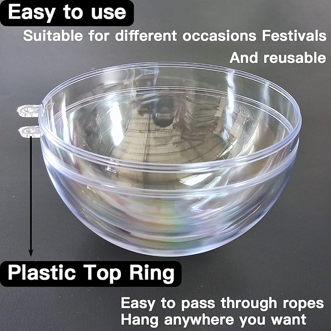 Jishi 10pk Clear Plastic Christmas Ornaments - Image 5
