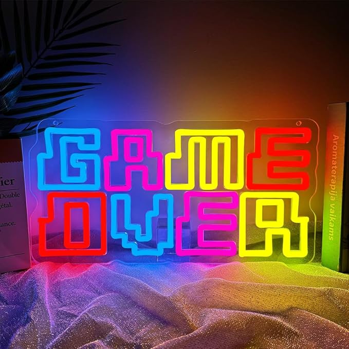 Game Room Neon Sign, Game Over Dimmable LED Light Signs by BEISKAFNVSZ
