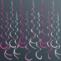 36 Pcs Hot Pink Hanging Swirl Decorations Ombre Pink White Felt Swirl Streamer by pinkblume