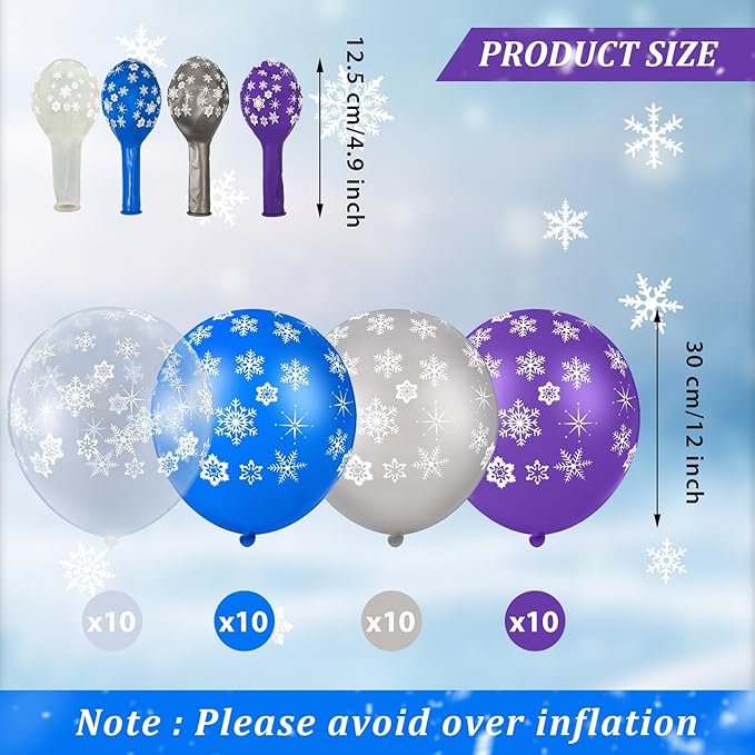 Skylety 40 Pieces Snowflake Balloons Bulk Winter Transparent Snowflake Latex - Image 2