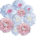 Pink Paper Flowers Decoration-Blush Pink Cream Colorful Paper Pom Poms Wall by BARTHEW