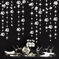 Silver 40th Birthday Decorations Number 40 Circle Dot Twinkle Star Garland by pinkblume