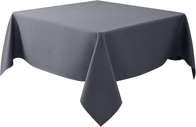 Biscaynebay Textured Fabric Square Tablecloth 54x54 Inch, Dark Grey Water by Biscaynebay