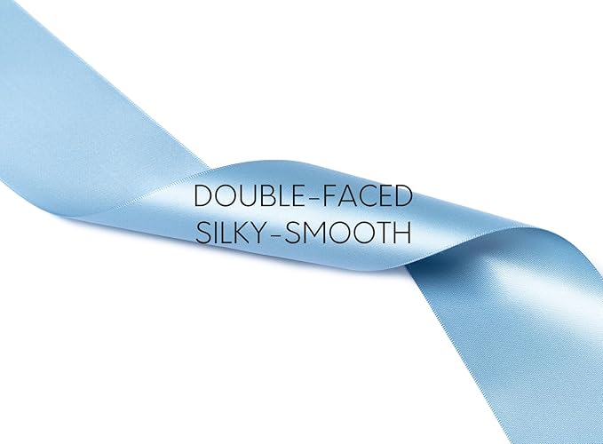 French Blue Satin Ribbon 2.5 Inch Double-Faced Ribbons 25 Yards - Image 3