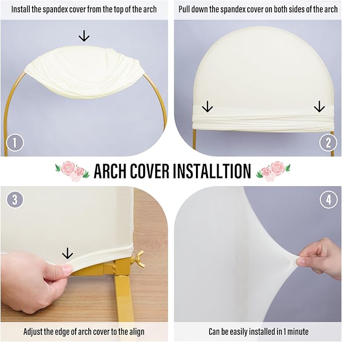LEBENGURU Upgraded 7.2FT Wedding Arch Cover, Round Top Chiara Stand Covers - Image 5