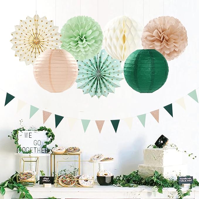 Olive-Sage Green Champagne-Gold Pink Party-Decorations - Image 5