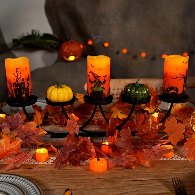 Homemory Halloween Candles, Real Wax Flickering Battery Operated LED Pillar - Image 7