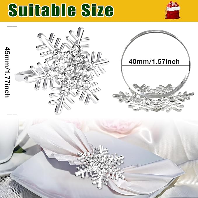 Halatool Christmas Napkin Rings Set of 8, Party Table Decoration - Image 3