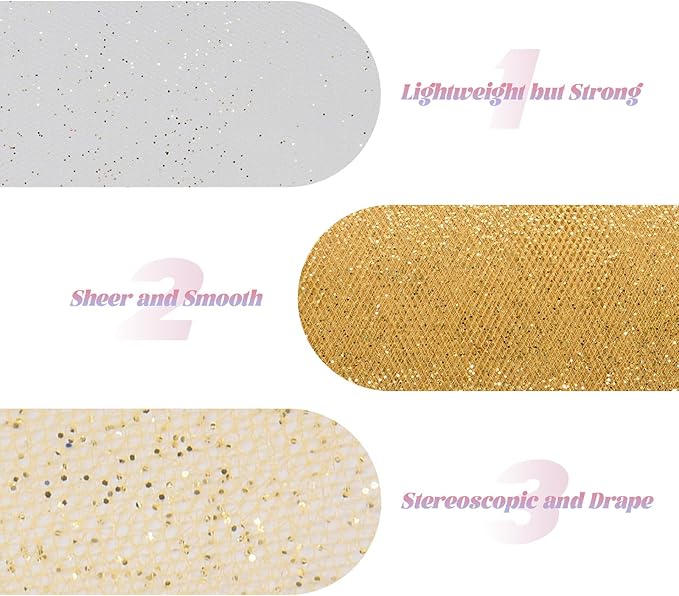 Glitter Tulle Rolls 6” by 50 Yards Sparkle Tulle Fabric Ribbon Sequin Tulle - Image 3