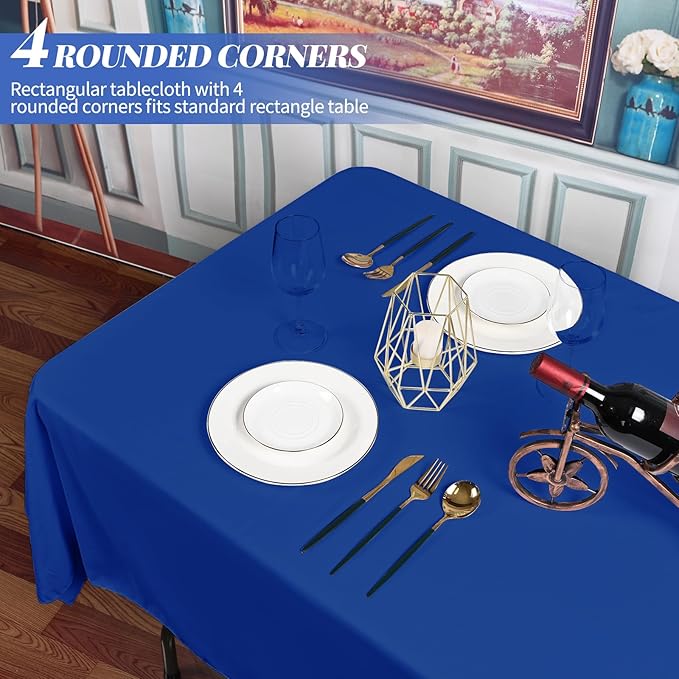 12 Pack Polyester Tablecloth 60 x 126 Inch Royal Blue Tablecloth - Image 4