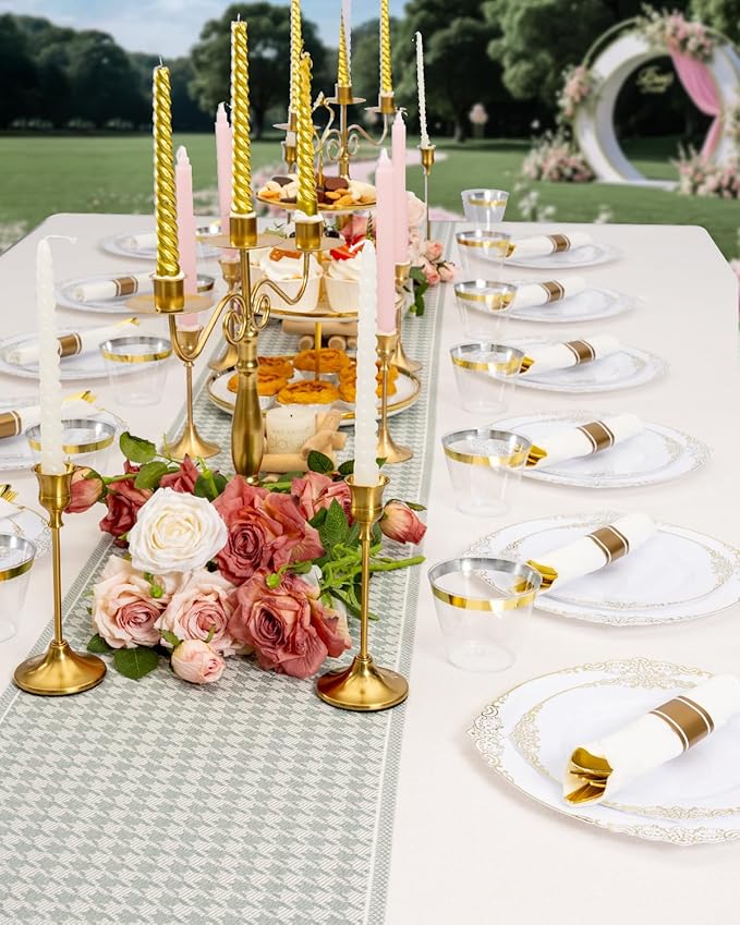 Goodluck 350 Piece Gold Plastic Dinnerware Set - Image 6