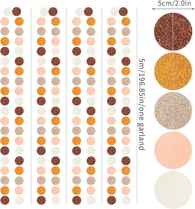 Orange Brown Rose-Gold Party-Decorations Streamers-Garland - 52ft Boho Fall - Image 2