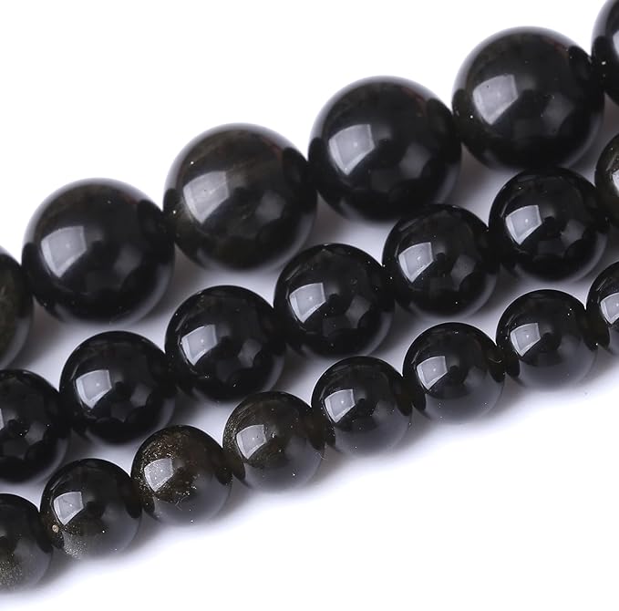 Gold Obsidian Stone Beads for Jewelry Making DIY Craft Gemstone Beads Kit - Image 2