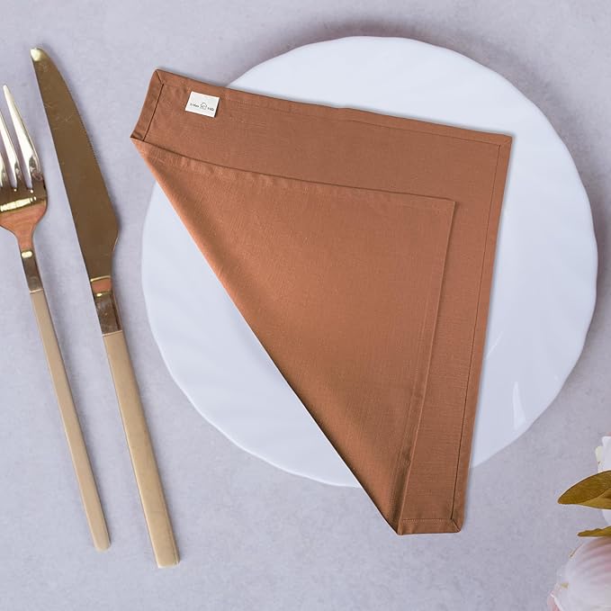 Urban Villa Fall Cloth Napkins Rust Color Dinner Napkins Set of 12 20''x20'' - Image 5